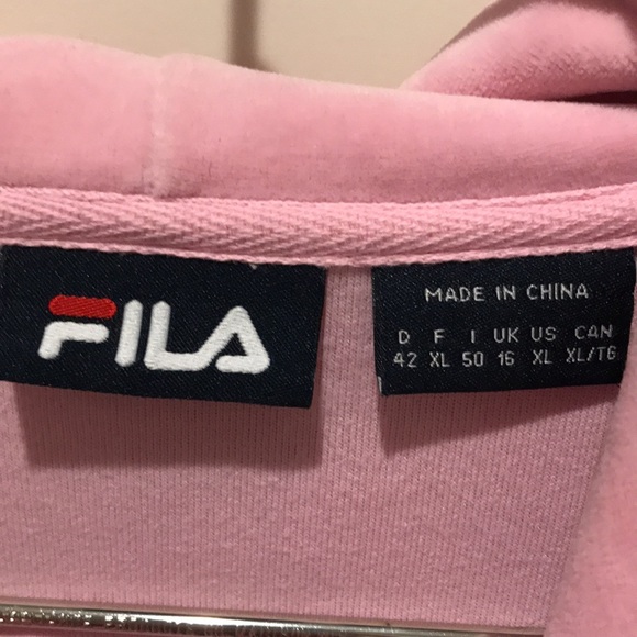 FILA Pink Velour Zip-Up Hooded Jacket - Picture 4 of 9